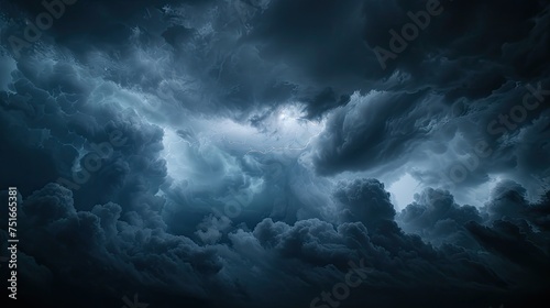 Dark sky with heavy clouds with lightning during a thunderstorm. weather. meteorology