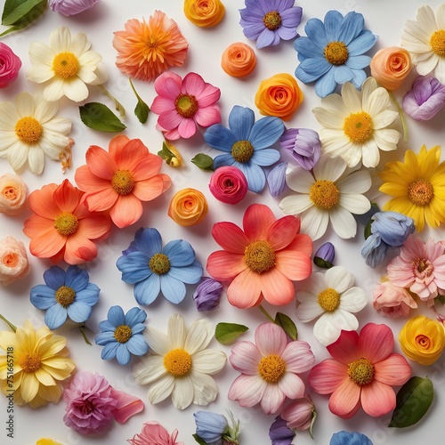 Free Photo Beautiful spring flowers on white background top view Floral pattern