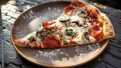 Italian Pizza Slice with Mozzarella and Fresh Toppings