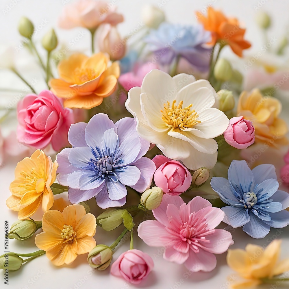 Free Photo Beautiful spring flowers on white background top view Floral pattern Free Photo Beautiful spring flowers on white background top view Floral pattern