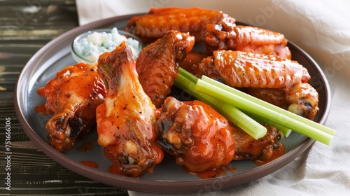 Spicy Buffalo Wings with Celery and Dip: Game Day Favorite