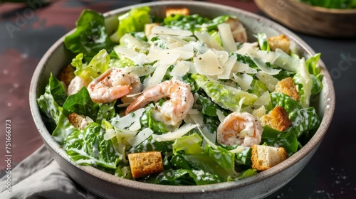 Gourmet Caesar Salad with Shrimp: Creamy Dressing Delight