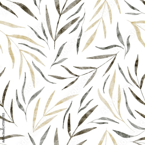 seamless watercolor pattern with leaves