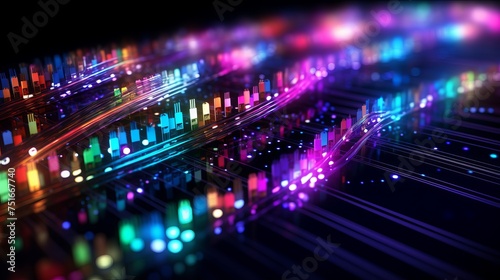 3D illustration illustrating digital information transmission through fiber optic cables.