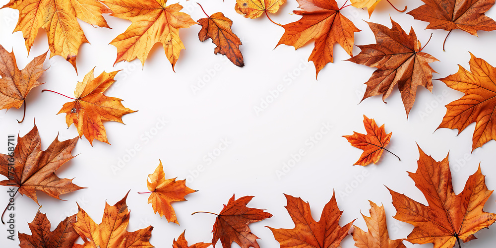 Autumn composition. Frame made of autumn maple Autumn composition. Frame made of autumn maple