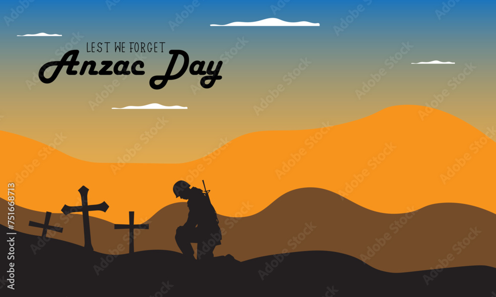 Fototapeta premium Anzac Day vector illustration. It is suitable for card, banner, or poster