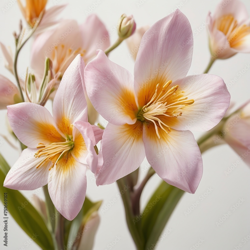 Fototapeta premium Free Photo Beautiful spring flowers on white background top view Floral pattern