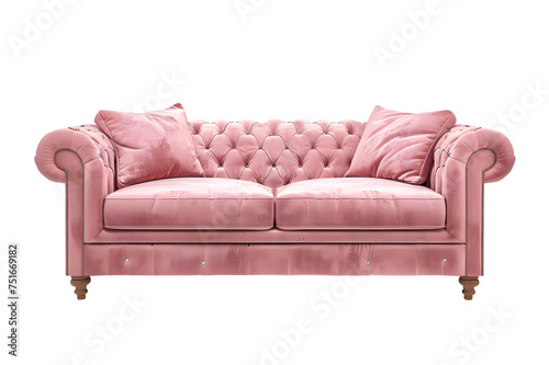 Stylish pink sofa isolated on transparent background © Oksana