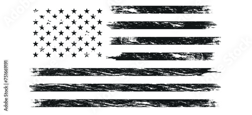 American flag in grunge style. USA Flag. Design element for logo, label, sign, emblem, poster patriot, military flag, Vector illustration Grunge USA flag. American flag. Vector template. photo