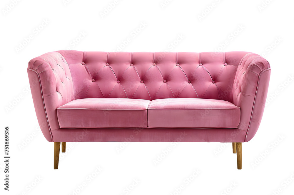 Stylish pink sofa isolated on transparent background Stylish pink sofa isolated on transparent background