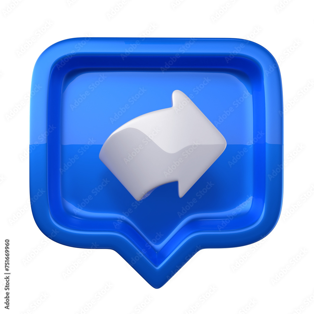 Isolated message icon with arrow 3d rendering Isolated message icon with arrow 3d rendering