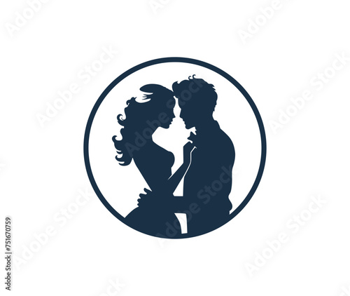 Wedding Couple logo design Couple in love hugging looking at each other