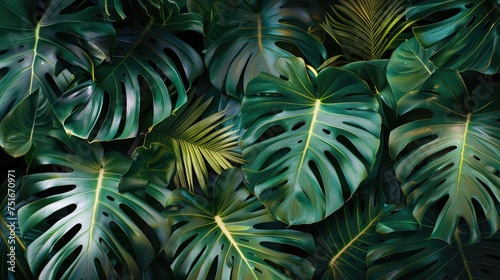 tropical Hawaii palm leaves design decoration. green leaf background © Ilmi
