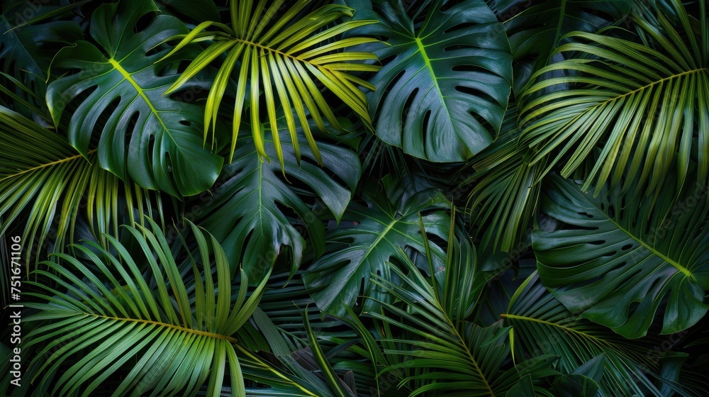 tropical Hawaii palm leaves design decoration. green leaf background tropical Hawaii palm leaves design decoration. green leaf background