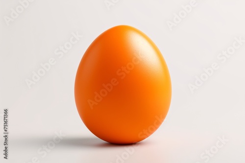 an orange egg on a white surface
