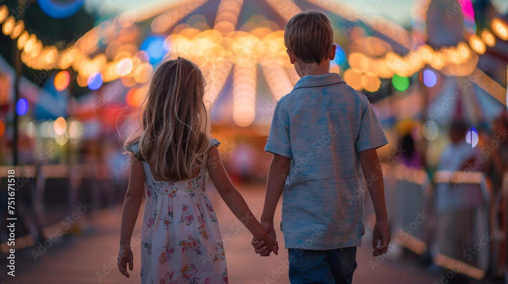 Obraz premium Children in an amusement park.