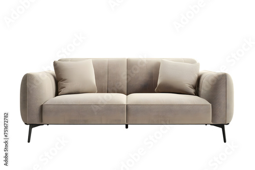 Stylish grey sofa on white background