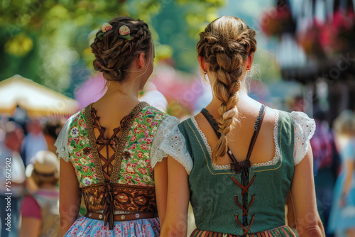 Women s Bavarian in traditional dirndl outfit for Oktoberfest.