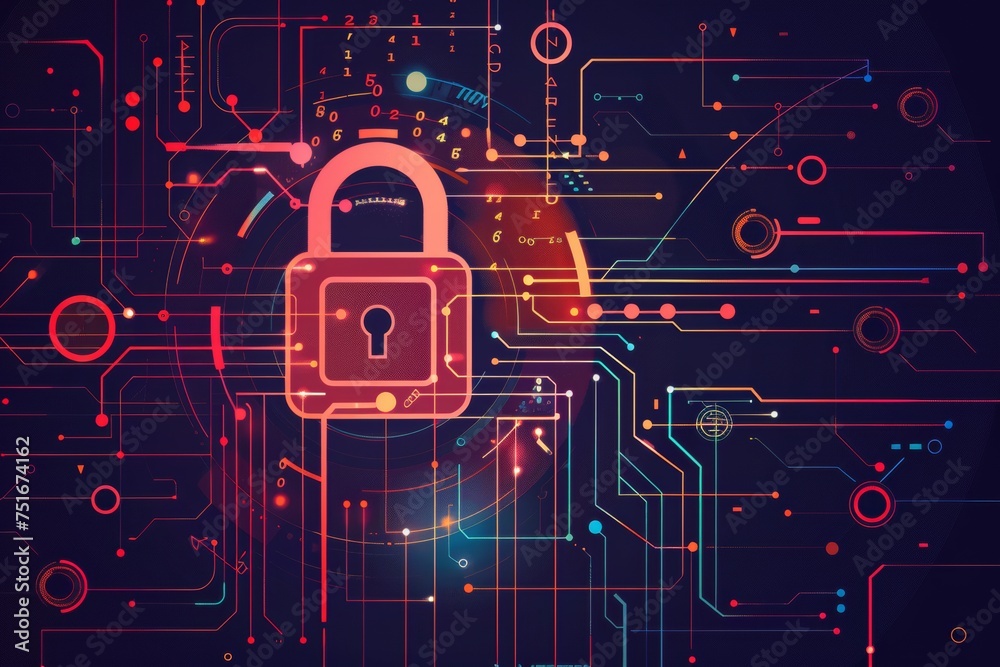 Digital padlock icon, cyber security network and data protection technology on virtual interface screen. Online internet authorized access against cyber attack. Digital padlock icon, cyber security network and data protection technology on virtual interface screen. Online internet authorized access against cyber attack.