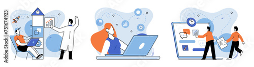 Team work vector illustration. Motivation is key factor in achieving success and accomplishing goals as team Supportive team members contribute to individual and team achievements Together