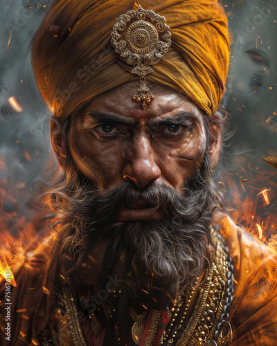 Portrait of an intense Sikh warrior