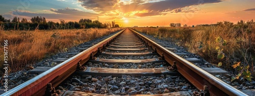railway track in the sunset  photo