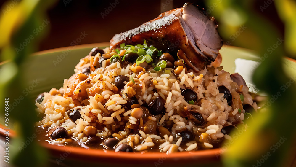 Capture the essence of Hoppin' John in a mouthwatering food photography shot - obrazy, fototapety, plakaty 