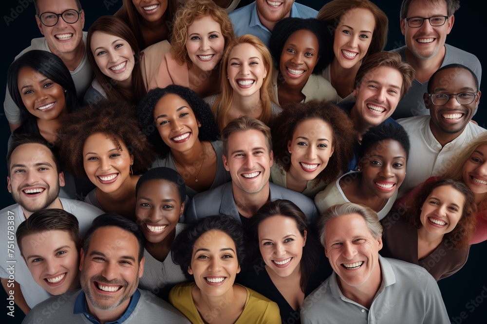 Diverse group of people smiling happy faces Diverse group of people smiling happy faces