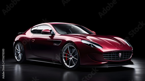 Burgundy car on a black background.