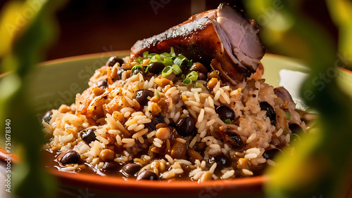 Capture the essence of Hoppin' John in a mouthwatering food photography shot photo