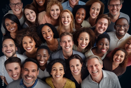 Diverse group of people smiling happy faces