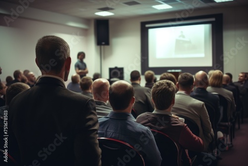 Speaker presenting in a conference room