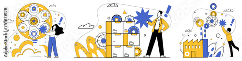 Corporate vision vector illustration. Strategic planning is cornerstone upon which pillars corporate vision are erected Progress is fertile soil where seeds corporate vision blossom into achievement