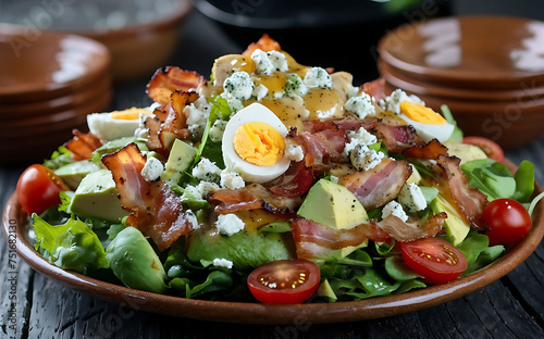 Capture the essence of Cobb Salad in a mouthwatering food photography shot