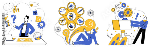 Corporate vision vector illustration. Aspiration is key unlocking doors to treasure trove corporate vision Mission-focused planning is map guiding businesses through labyrinth success