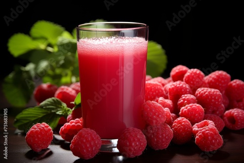 Vibrant red currants and a delicious smoothie served in a glass on a rustic wooden table