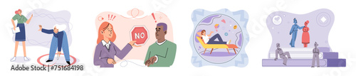 Personal space vector illustration. Setting clear boundaries is important for preventing personal space violations within relationships Different cultures have varying norms and expectations regarding