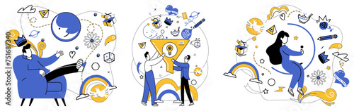 Corporate vision vector illustration. Strategic exploration is microscope through which businesses examine intricate details development Progress in professional occupation is golden path leading