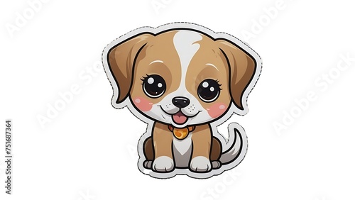 Happy baby puppy sitting isolated on white background  cute cartoon illustration