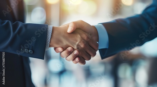 Professional Male Handshake Sealing a Business Agreement in a Corporate Setting