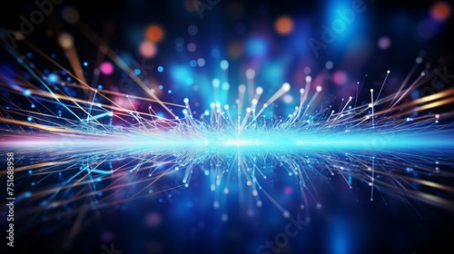 Background illustration depicting optical network communication in hi-tech style.