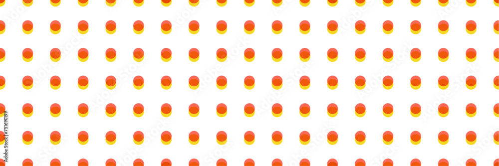 Seamless polka dot pattern. Risograph effect. Vector illustration with small orange and yellow dots on a white backdrop. Creative grid texture round shapes. Cute dotted wrapping paper sample