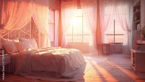 Streamer Background of a Bedroom with Curtains