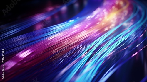 Computer-generated abstract background featuring colorful new technology with fiber optic cables in 3D rendering.