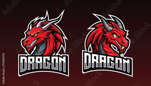 dragon esport gaming logo. set of dragon mascot design
