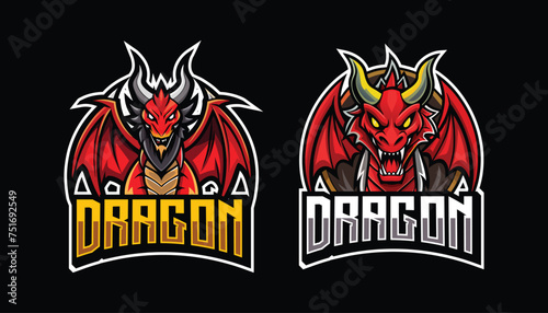 dragon esport gaming logo. set of dragon mascot design