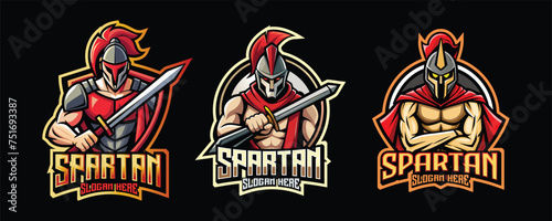 spartan esport gaming logo. set of spartan warrior mascot design