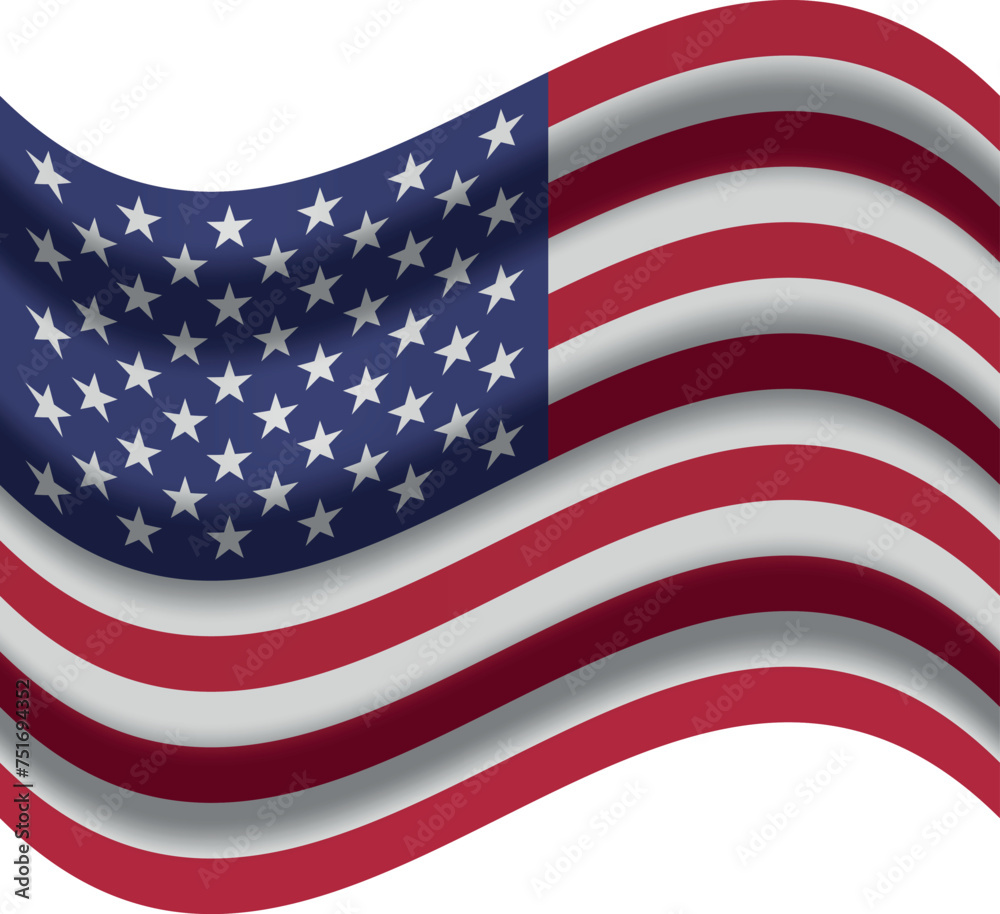 Fototapeta premium united states flag with wind icon