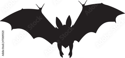Bat Silhouette Vector Illustration White Background