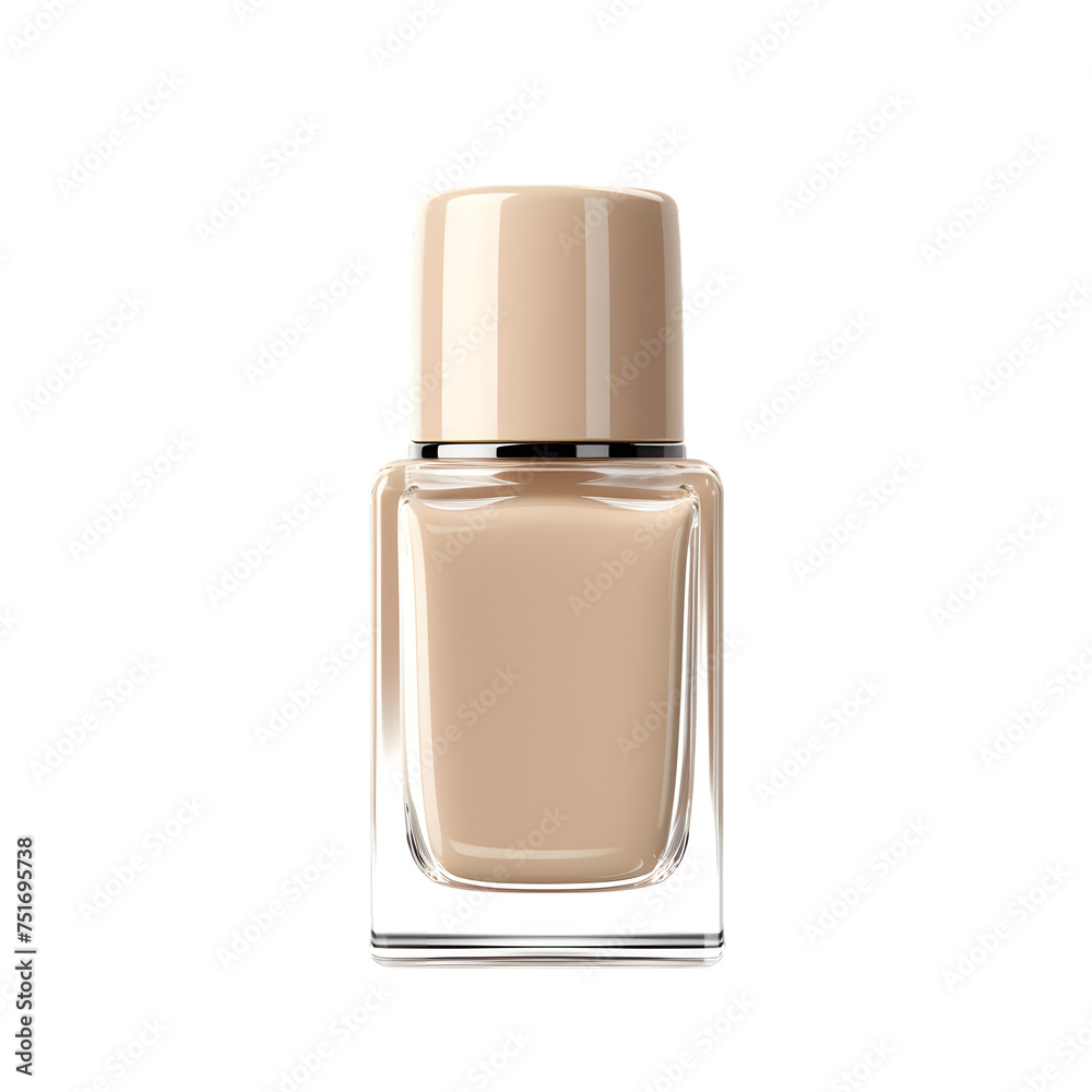 Beige Nude nail polish bottle, isolated on white background Beige Nude nail polish bottle, isolated on white background